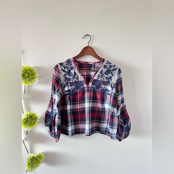 🟡2/30$ | Zara | Soft embroidery checkered top - Picture 4 of 12